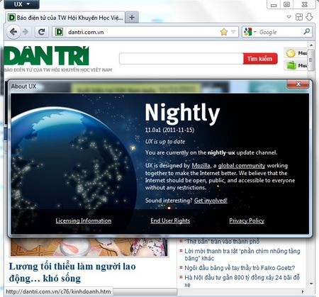 Firefox 11 bất ngờ lộ diện - 1 Firefox 11 bất ngờ lộ diện - 1