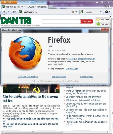 Firefox 12 ra mắt, nhiều lỗ hỏng bảo mật nghiêm trọng được vá