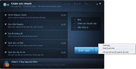 Các chức năng của Advanced SystemCare được xếp vào 4 nhóm riêng biệt: