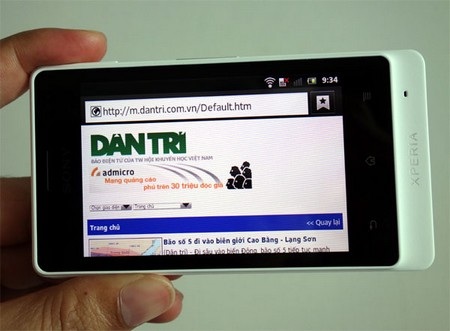 Duyệt web trên Xperia Go