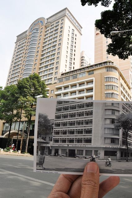 Ấn tượng Việt Nam “xưa và nay” qua bộ ảnh lồng trong ảnh - 4 Khách sạn Caravelle (Sài Gòn) năm 1969 và nay