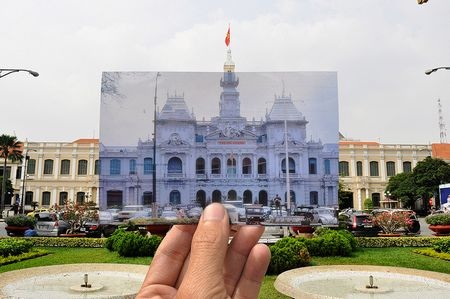 Ấn tượng Việt Nam “xưa và nay” qua bộ ảnh lồng trong ảnh - 7 Tòa Đô Chánh thập niên 60 của thế kỷ trước và nay là UBND Thành phố Hồ Chí Minh