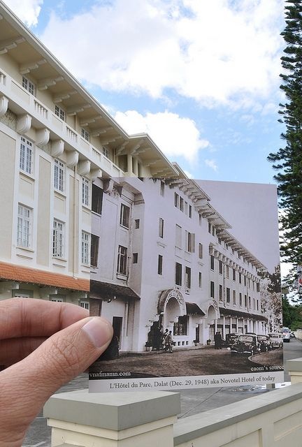 Ấn tượng Việt Nam “xưa và nay” qua bộ ảnh lồng trong ảnh - 26 Khách sạn L’Hotel du Parc (Đà Lạt), năm 1948 và nay