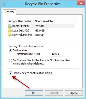 - Từ hộp thoại hiện ra, bạn đánh dấu vào tùy chọn ‘Display Delete Confirmation Dialog’.