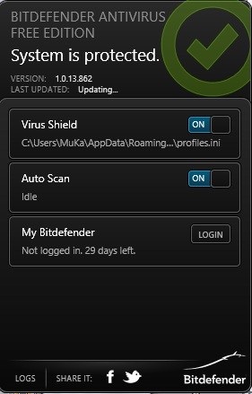 Diệt virus cực nhanh và mạnh mẽ với BitDefender Antivirus Free Edition - 2 Giao diện BitDefender Antivirus Free Edition hết sức đơn giản