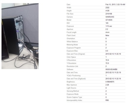 Bức ảnh được cho là chụp bằng camera của Galaxy S IV