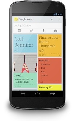 Google Keep có giao diện khá giống phong cách Live  Tile trên Windows Phone 8