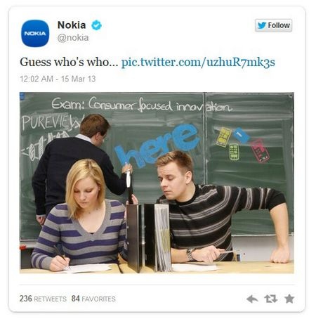 Hình ảnh đá đểu Samsung trên trang Twitter của Nokia