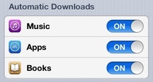 Chỉ cần vào menu Settings -> iTunes & App Stores -> Automatic Downloads.