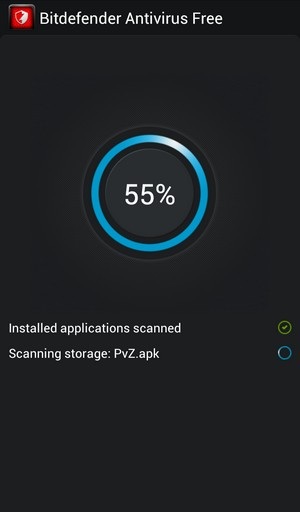 Quá trình quét thiết bị của Bitdefender Antivirus Free