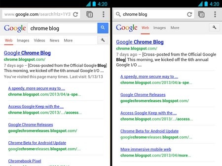 Google nâng cấp Chrome cho Android, hỗ trợ duyệt web toàn màn hình - 2 Thanh địa chỉ của Chrome bị ẩn đi để hiển thị trang web trên toàn màn hình