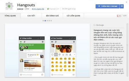 Giao diện chat Hangouts trên Android