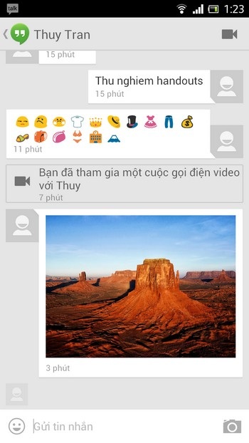 Giao diện chat Hangouts trên Android