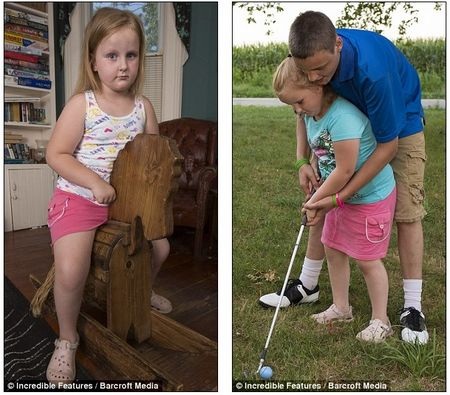 Dù chuyển động khó khăn, nhưng bé Ali vẫn thích thú với những hoạt động ngoài trời với gia đình