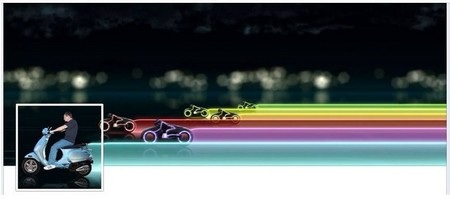 “Chết cười” với những trang bìa Facebook cực kỳ sáng tạo - 2 Chạy đua trên đường bằng chiếc vespa cùng các “siêu xe” trong bộ phim “Tron - Legacy”