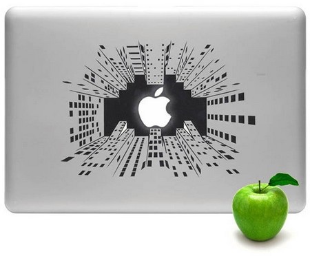 Những tác phẩm sáng tạo từ logo “táo khuyết” trên MacBook - 2 Mặt trăng trên bầu trời giữa những tòa cao ốc