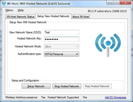 Tuyệt chiêu biến máy tính thành thiết bị phát sóng Wifi - 4 Cuối cùng, nhấn nút “Setup Network” sau khi đã hoàn tất các bước thiết lập.