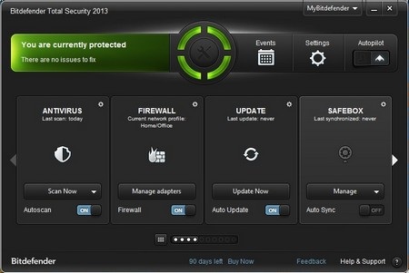 Trải nghiệm gói bảo mật Bitdefender 2014 “nóng hổi” vừa trình làng - 3 Giao diện phiên bản Bitdefender Total Security 2013 với 90 ngày sử dụng