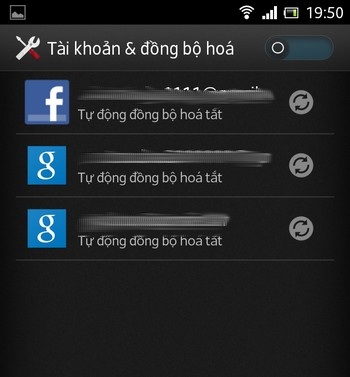 Danh sách các tài khoản Google đã sử dụng trên Android.