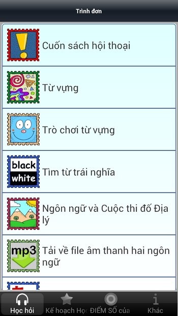 Tuyệt hay ứng dụng Android giúp vừa chơi vừa học ngoại ngữ - 3 Giao diện chính của ứng dụng