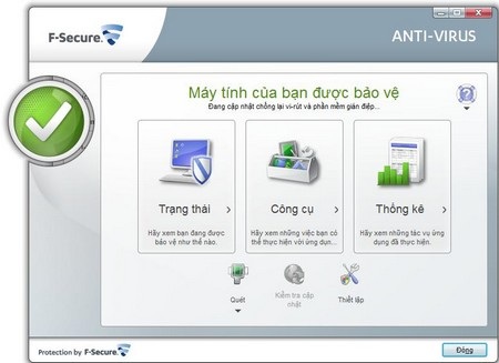 Bản quyền 1 năm miễn phí phần mềm diệt virus mạnh mẽ hàng đầu hiện nay - 2 Giao diện F-Secure Antivirus với ngôn ngữ hoàn toàn bằng tiếng Việt
