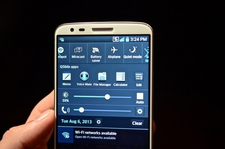 Các chế độ thiết lập nhanh trên LG G2.
