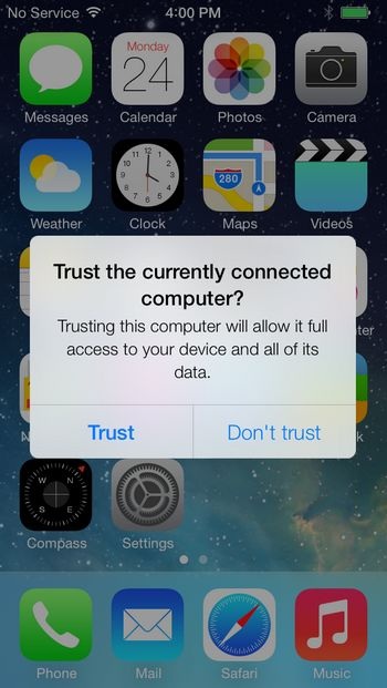 Hộp thoại hiện ra mỗi khi thiết bị dùng iOS 7 kết nối với máy tính, cách để khắc phục lỗi của Apple