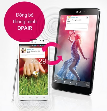 LG trình làng bộ đôi smartphone và tablet tầm trung tại Việt Nam - 2 Tính năng Qpair cho phép đồng bộ hóa giữa G Tablet 8.3 với smartphone