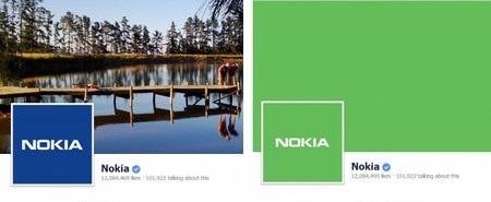 Nokia hé lộ về smartphone chạy Android trên trang Facebook? - 1 Màu sắc trang Facebook cũ (trái) và mới của Nokia