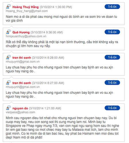 Cộng đồng mạng Việt đồng cảm với sự mất tích kì lạ của máy bay Malaysia - 2 Nhiều ý kiến được độc giả Dân trí đưa ra về vụ mất tích máy bay