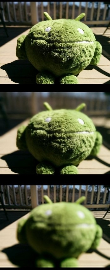 Hình ảnh trước và sau khi chọn điểm lấy nét và làm mờ phông