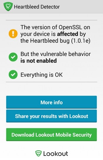 Thông báo thiết bị an toàn  với lỗi Heatbleed