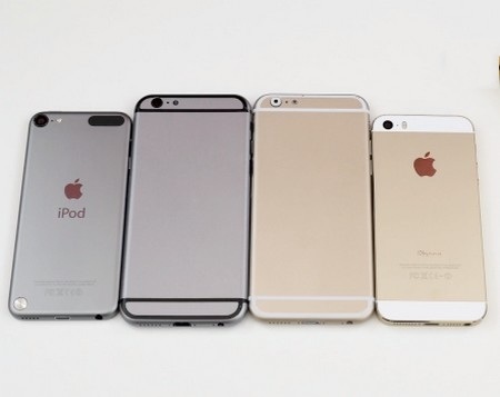 Video so sánh chi tiết iPhone 6 với iPhone 5S và iPod Touch - 1 Nguyên mẫu thiết kế iPhone 6 đặt cạnh iPhone 5S và iPod Touch