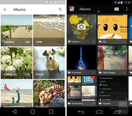 Chùm ảnh so sánh sự khác biệt giữa Android L với 4.4 KitKat - 12 Album ảnh trên Android L được sắp xếp theo nội dung hình ảnh hoặc theo mốc thời gian