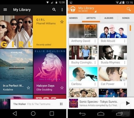 Chùm ảnh so sánh sự khác biệt giữa Android L với 4.4 KitKat - 14 Ứng dụng chơi nhạc