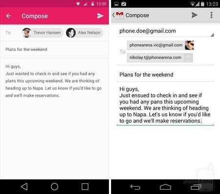 Chùm ảnh so sánh sự khác biệt giữa Android L với 4.4 KitKat - 8 Ứng dụng hộp thư Gmail