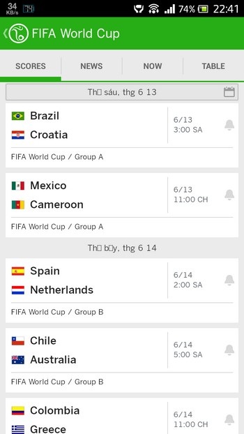 Những ứng dụng giúp theo dõi lịch thi đấu World Cup 2014 trên smartphone