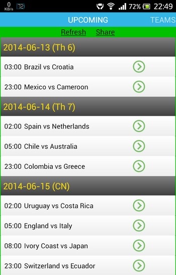 Những ứng dụng giúp theo dõi lịch thi đấu World Cup 2014 trên smartphone