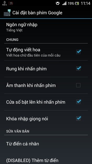 Dùng thử bàn phím thông minh của Android L mới ra mắt - 4 Các mục thiết lập của bàn phím Android L