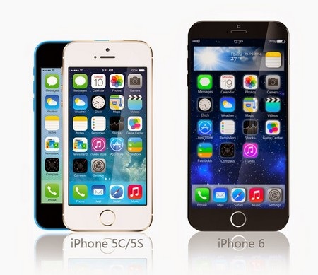 Ý tưởng thiết kế iPhone 6 tuyệt đẹp chạy nền tảng... iOS 9 - 6 So sánh ý tưởng thiết kế iPhone 6 với iPhone 5S/5C