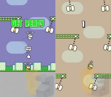 Game mới của Hà Đông leo lên vị trí đầu bảng tại Appstore Việt Nam - 2 Swing Copters có nhiều nét tương đồng về đồ họa và cách chơi so với Flappy Bird trước đây