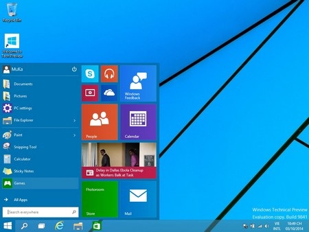 Giao diện Start Menu mới trên Windows 10