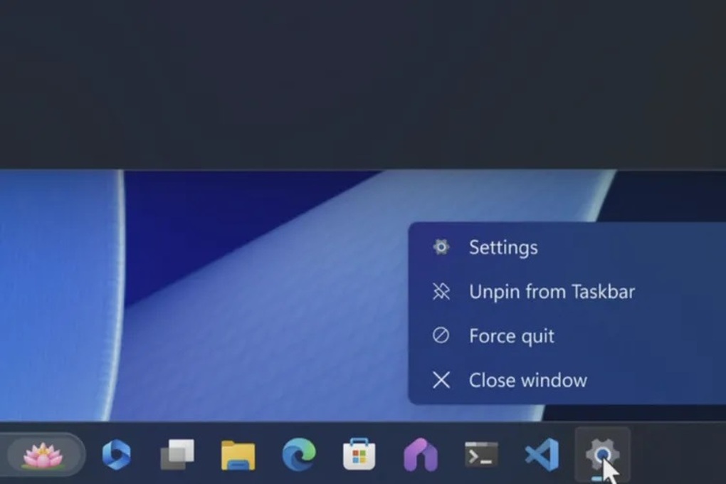 Tính năng "Force Quit" cho phép người dùng đóng các phần mềm bị treo trên Windows 11 nhanh chóng từ thành Taskbar (Ảnh: Microsoft).
