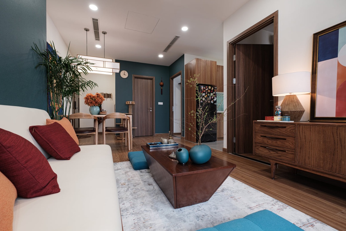 Ngắm căn hộ 60 m2 rộng và đẹp khó chê với nội thất có tông màu xanh lạ - 3