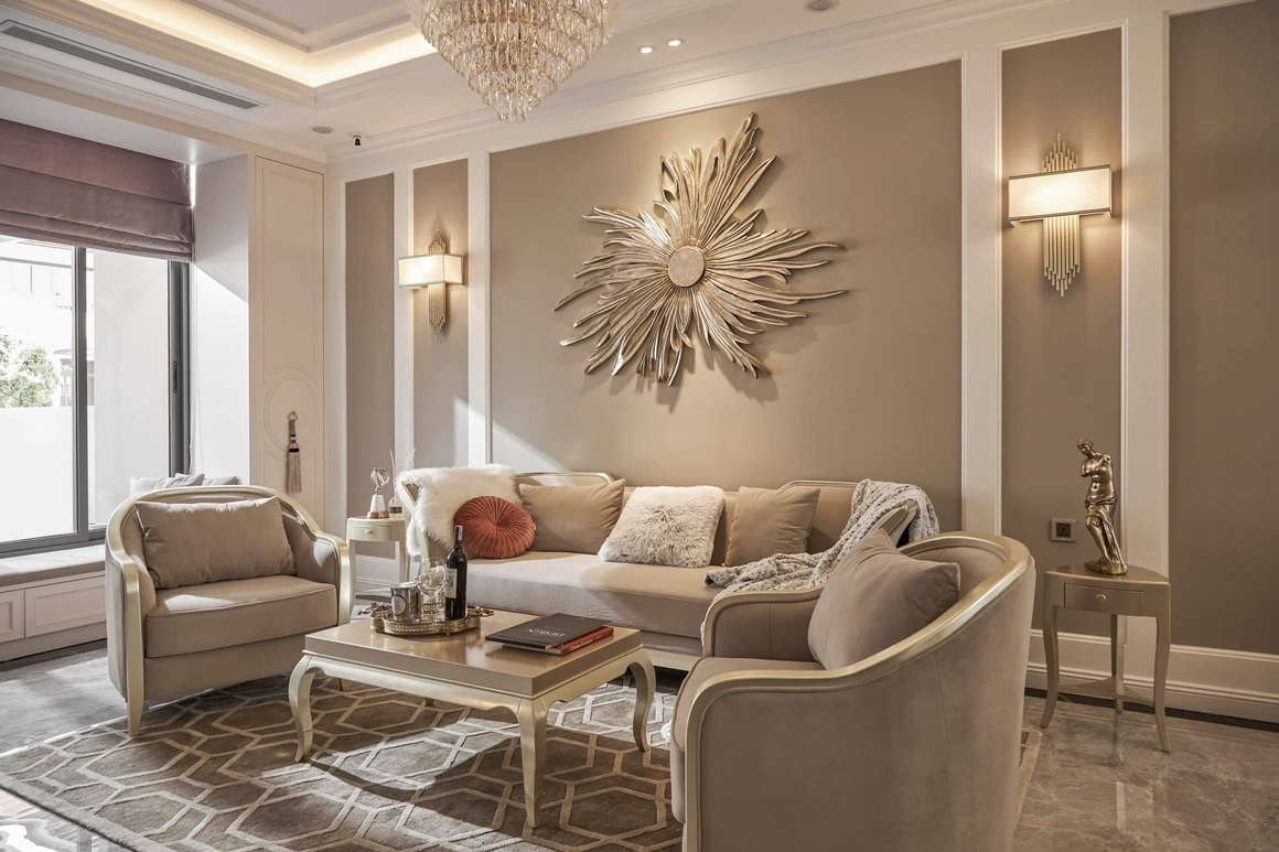 Căn biệt thự đẹp lung linh với nội thất màu Champagne, lạ mà cuốn hút - 3 Căn biệt thự đẹp lung linh với nội thất màu Champagne, lạ mà cuốn hút - 3