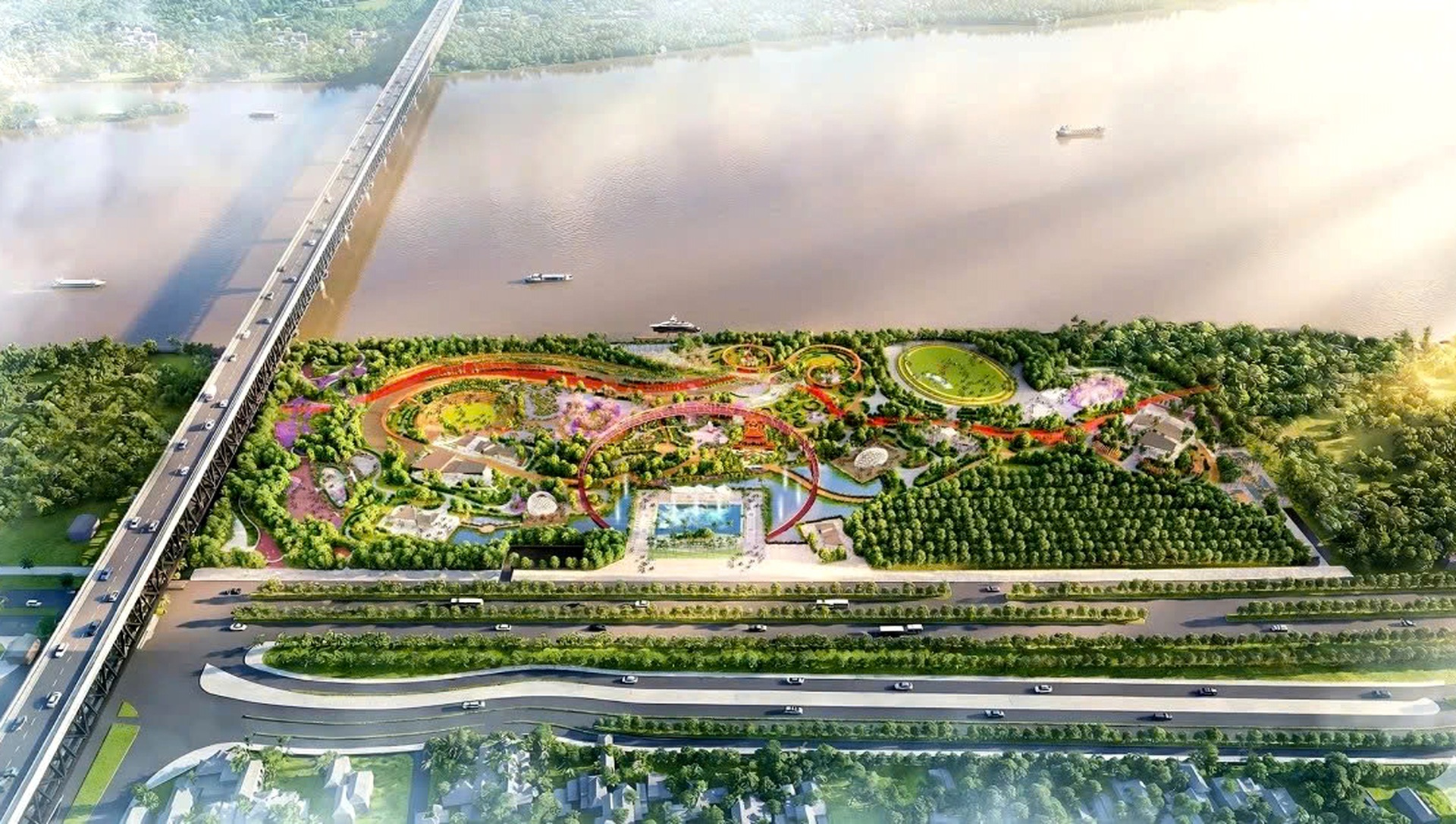 Work begins on first park in Hanoi’s Red River boulevard project - 3