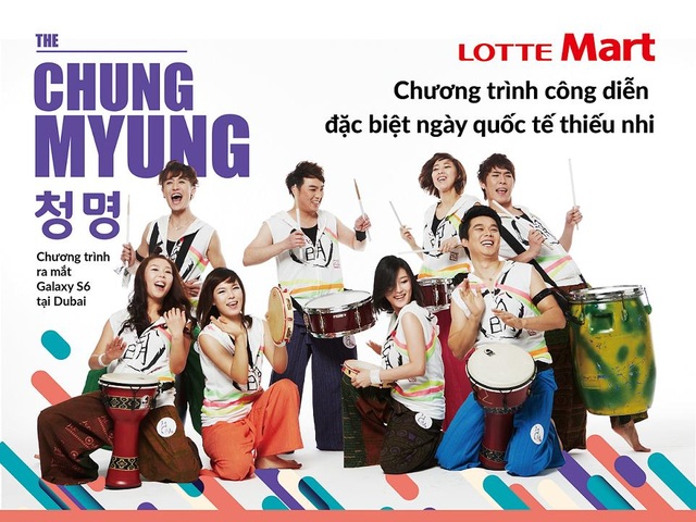Tưng bừng hoạt náo mừng 1/6 tại Lotte Mart - 4 Nhóm Chung Myung sẽ đến biểu diễn nhạc cụ truyền thống Hàn Quốc tại LOTTE Mart Quận 7 và LOTTE Mart Gò Vấp