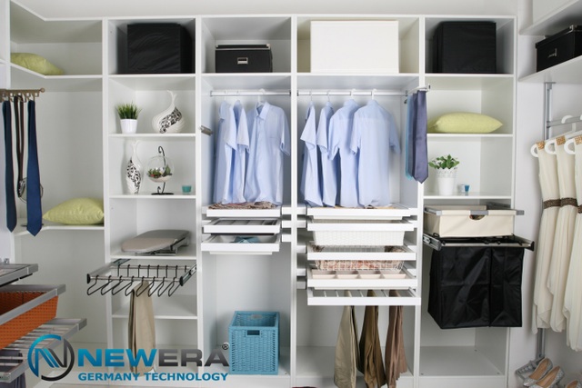 NewEra - Thiết bị, phụ kiện nội thất nhà bếp và cửa cho gia đình hiện đại. - 5 Phu kiện tủ áo NewEra - tăng khả năng lưu trữ giúp gia đình chủ động hơn trong không gian cho trang phục mùa hè và mùa đông.