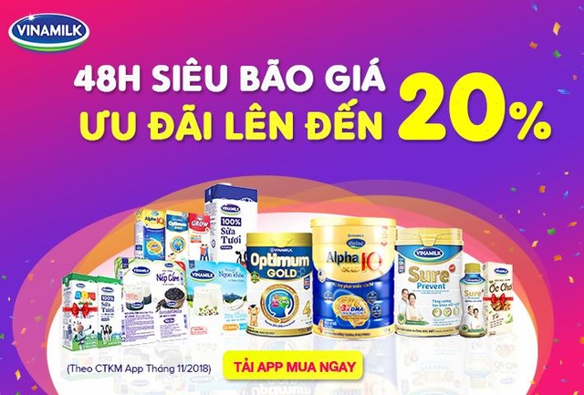 48h siêu bão giá cùng app “Giấc mơ sữa Việt” của Vinamilk - 1 48h siêu bão giá cùng app “Giấc mơ sữa Việt” của Vinamilk - 1