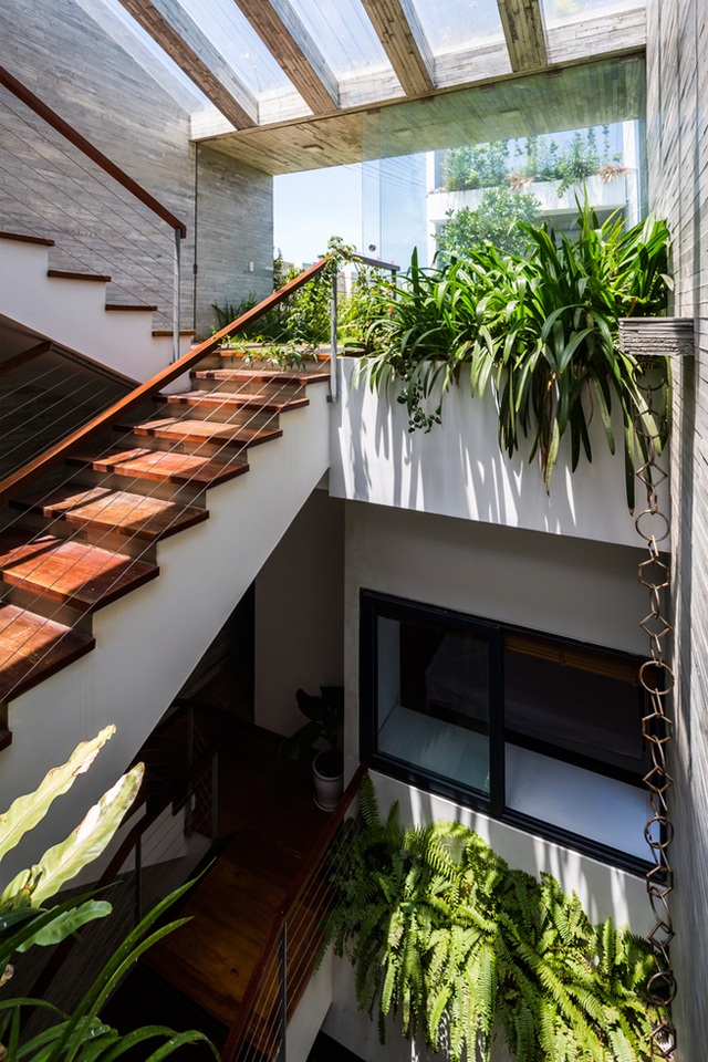 Biệt thự tại Đà Nẵng đẹp hút hồn với kiến trúc như công viên thẳng đứng trong nhà - 5 Ngôi biệt thự có chiều ngang nhỏ, sâu vào trong nên việc khai thác được ánh sáng tự nhiên và gió trời vào toàn bộ ngôi nhà là mong muốn rất lớn của chủ nhân.